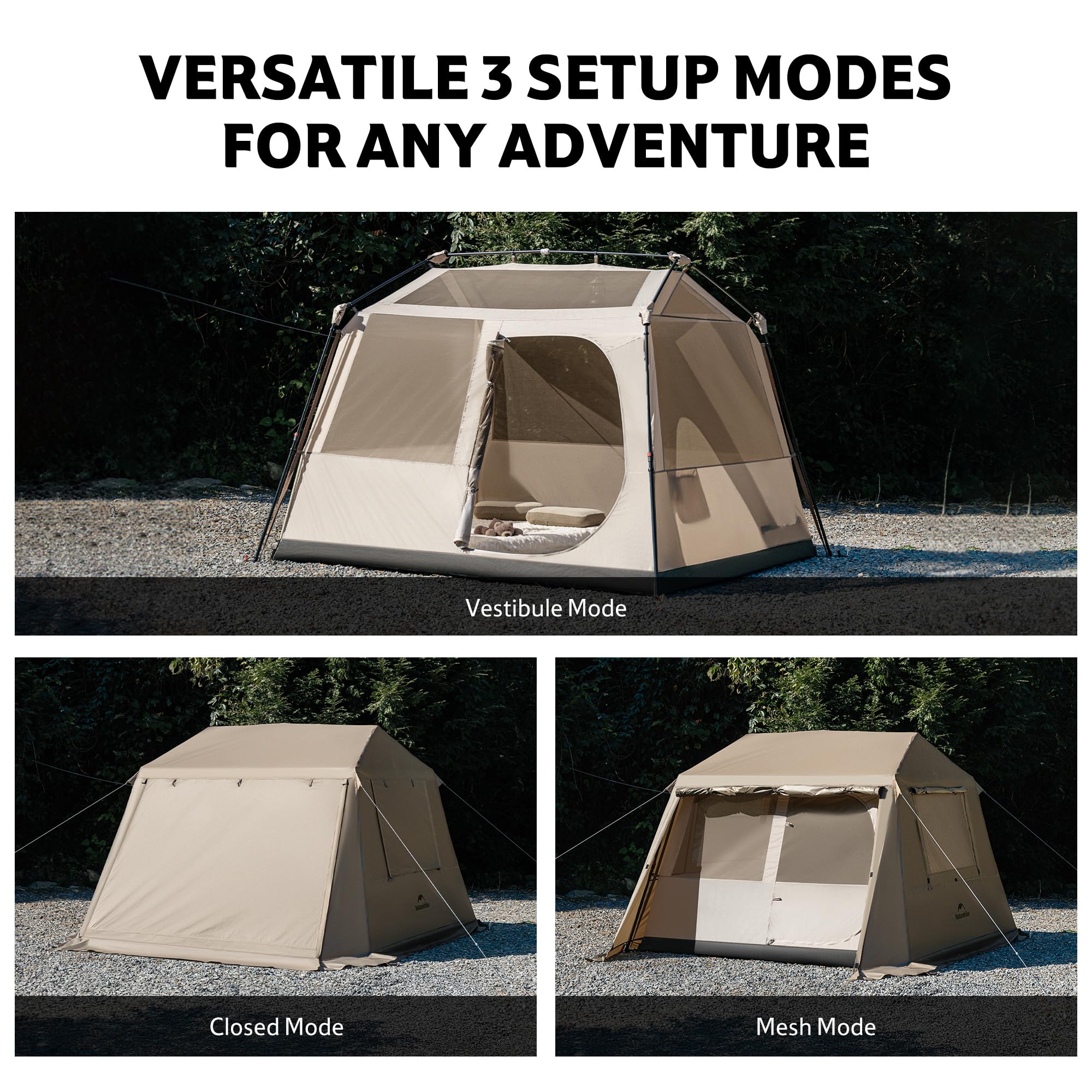 Naturehike Village Lite Tienda de campaña familiar para 4 – 8 personas, con 60 segundos, impermeable, doble capa, túnel para camping y jardín