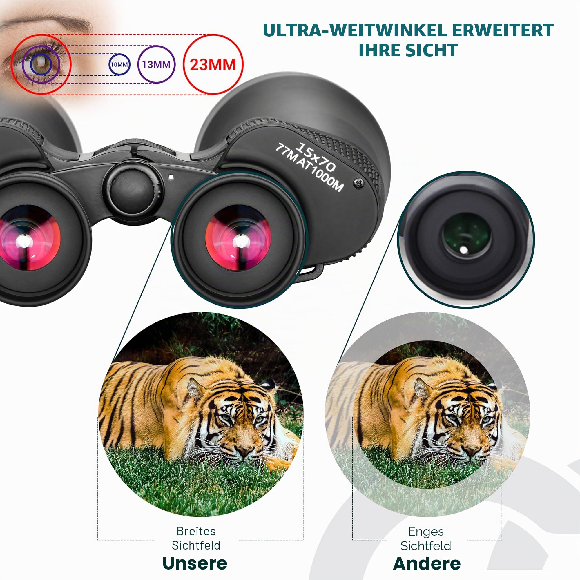 ESSLNB Astronomie Fernglas Groß 15X70 Großfernglas für Erwachsene mit Handy Adapter Stativadapter und Tasche