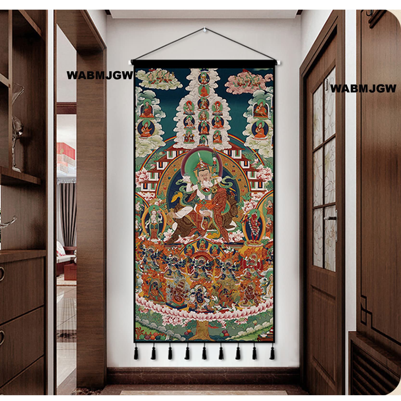 WABMJGW Arazzo da appendere alla parete Thang-ga Buddha tibetano appeso tessuto da parete nappe arazzo Banner decorazione da parete per soggiorno camera da letto, G-50 x 100 cm