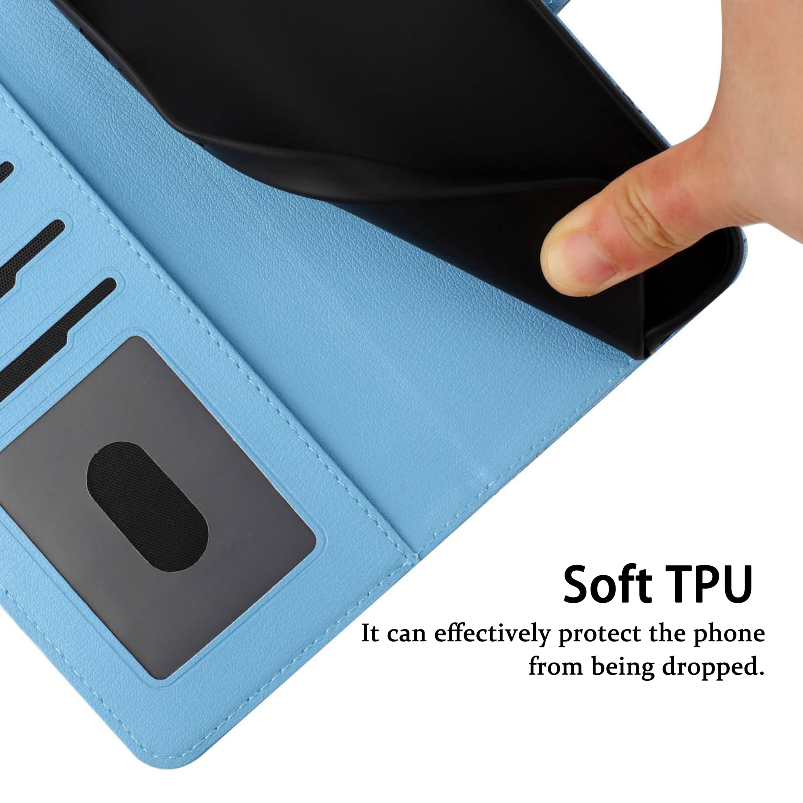Cover Portafoglio Per Xiaomi Redmi Note 13 5G – Custodia A Libro Con Gatto Blu – Slot Per Carte E Supporto