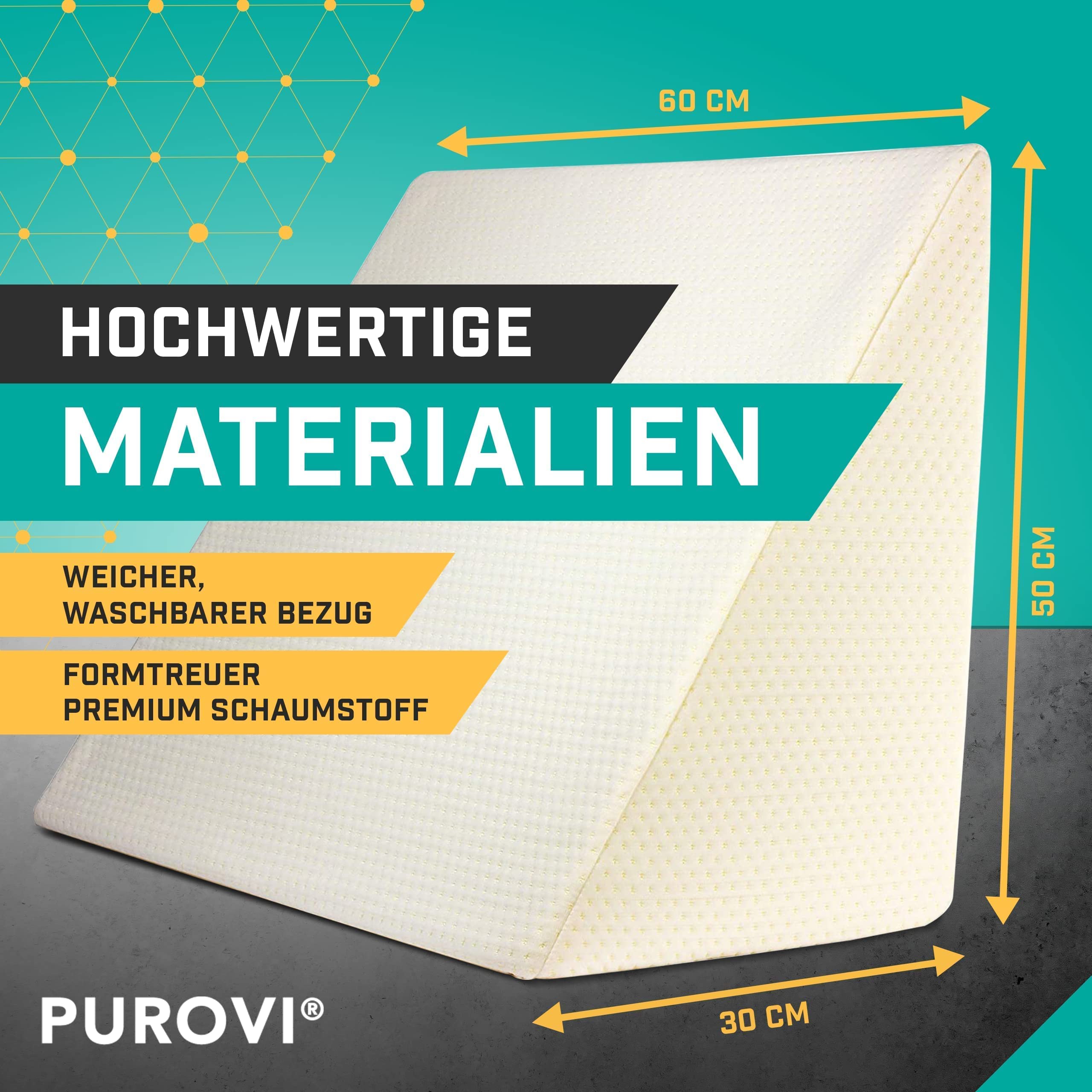 Keilkissen für Bett und Couch – Ideal als Lesekissen, Rückenlehne im Bett oder zum Füße hochlagern – Formstabiler Schaumstoff – Bezug waschbar