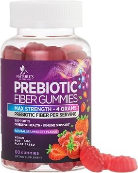 Fiber Gummies 4g - Premium Prebiotic Plant Based Fiber Gummy Supplement For Adults - Daily Digestive Health and Regularity Support For Men and Women - Gut & Digestion Support Gummy - 60 Gummies