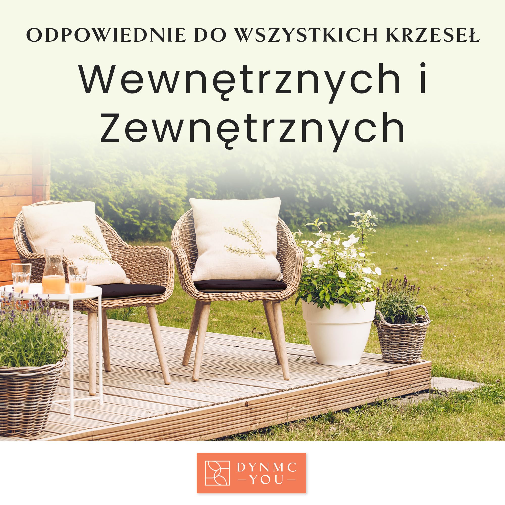 DYNMC YOU 2x wygodna poduszka na krzesło, poduszka na krzesło, antypoślizgowa, idealnie stabilna, zmywalna poszewka, styl skandynawski