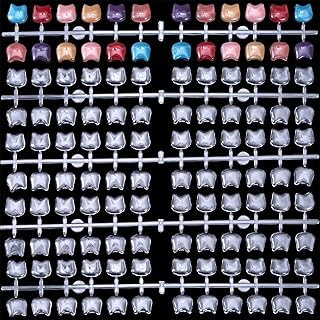 120pcs Nail Polish Swatch Dots, Cute Cat Shape Nail Polish Color Swatches Display Tips, Clear Adhesive Nail Art Card Chart for Women Beginners Professionals Practicing (5 Strips)
