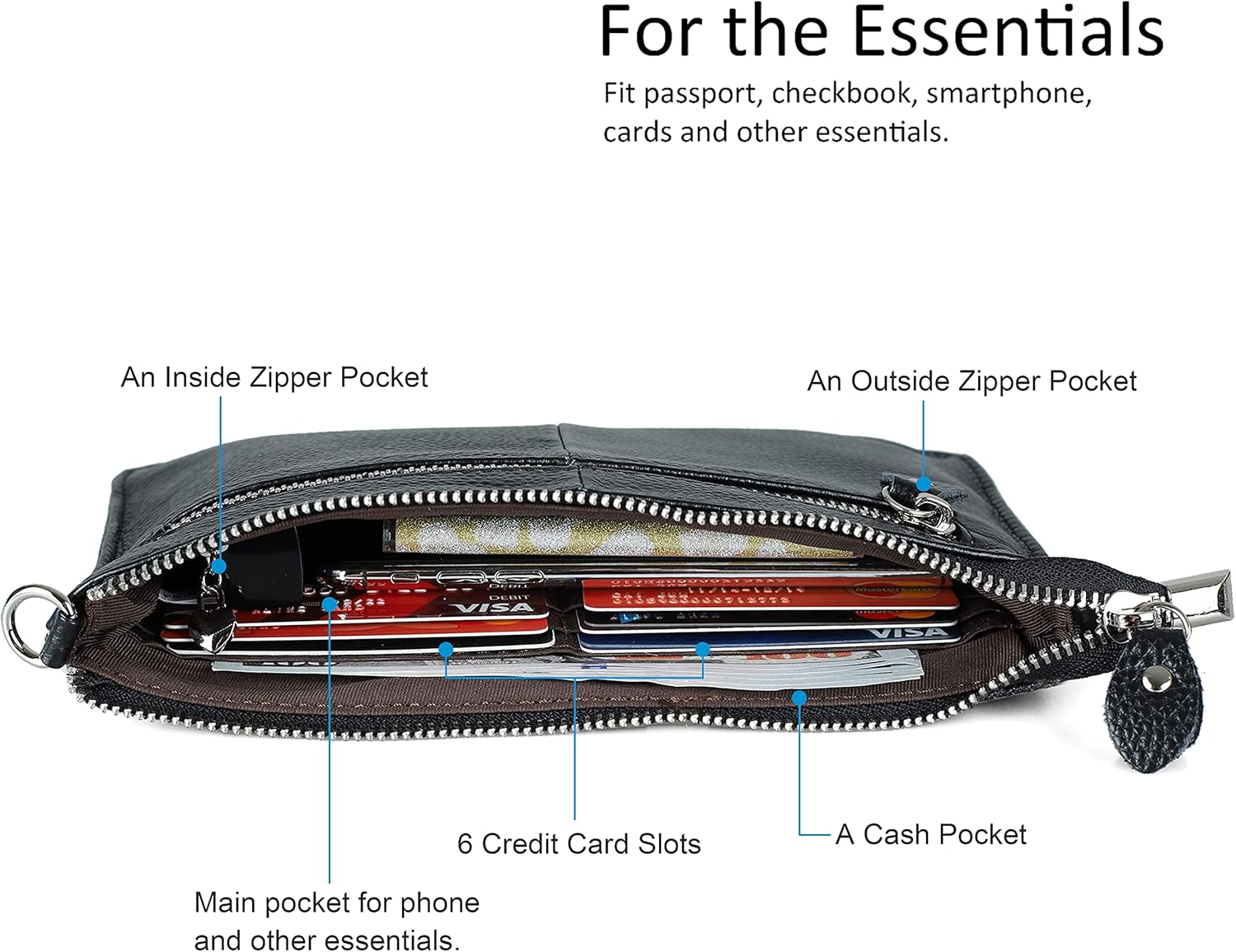 befen Genuine Leather Wristlet Clutch Wallet Purses Small Crossbody Bags for Women with RFID Blocking Card Slots - Image 4