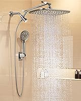 Veken 11.8" High Pressure Rain Shower Head Combo with Handheld Wand, Multi Modes, 15" Extension Arm, Brushed Nickel