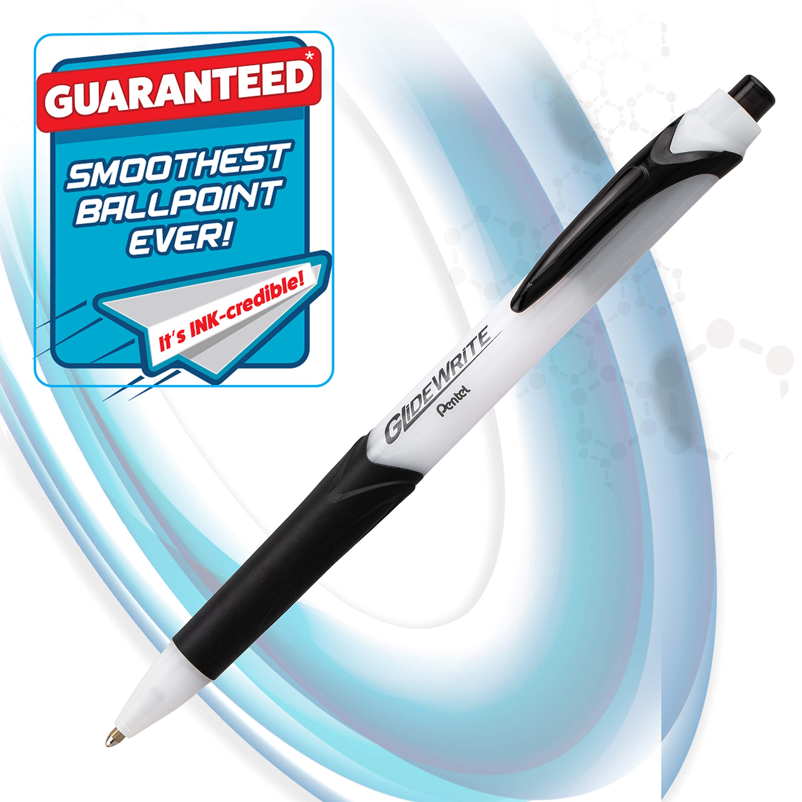 Pentel GlideWrite (BX910AC-4) - Penna a sfera con inchiostro TechniFlo (1,0 mm), tratto medio, inchiostro nero/blu, 48 pezzi