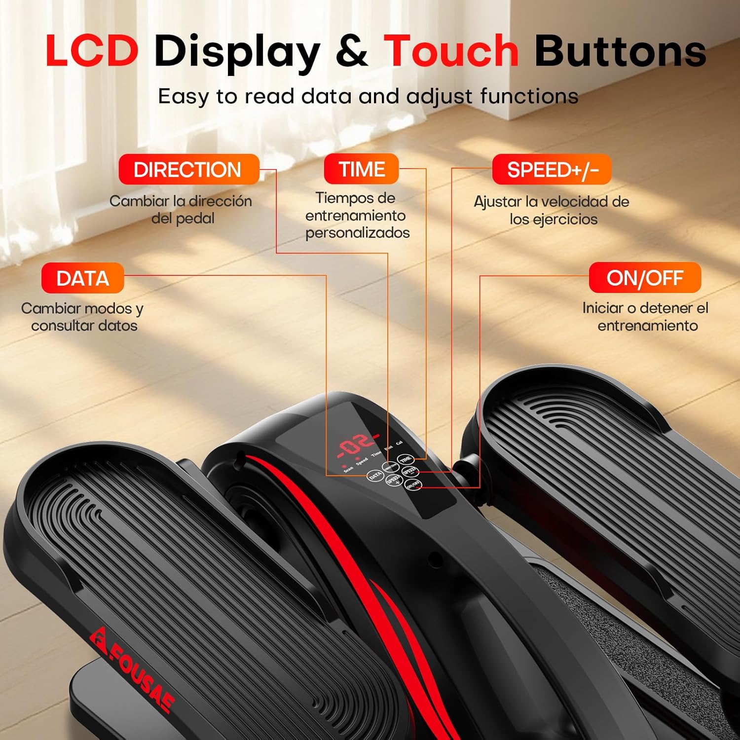 Under Desk Elliptical Machine, Electric Elliptical Leg Exerciser While Sitting for Seniors with Upgraded 15 Speeds & 12 Auto Mode, Forward & Reverse Direction, Quiet Portable Seated Pedal Exerciser - Image 7