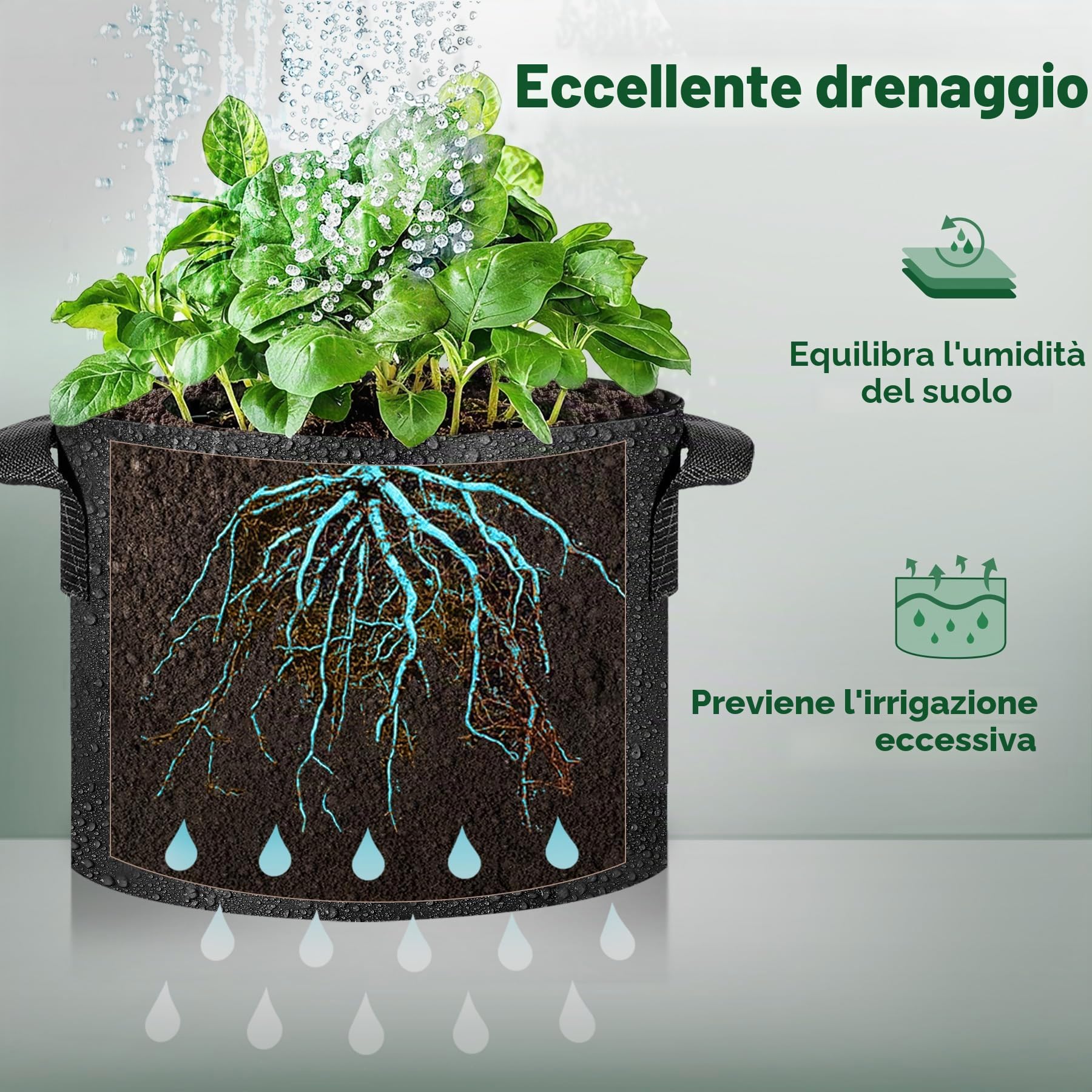 T4U Sacchi per Coltivazione Orto, Sacchi per Piante 56 L Set da 5 | Sacco per coltivare patate, Sacchi per orto, Pomodori, patate, balcone, giardino, orto domestico