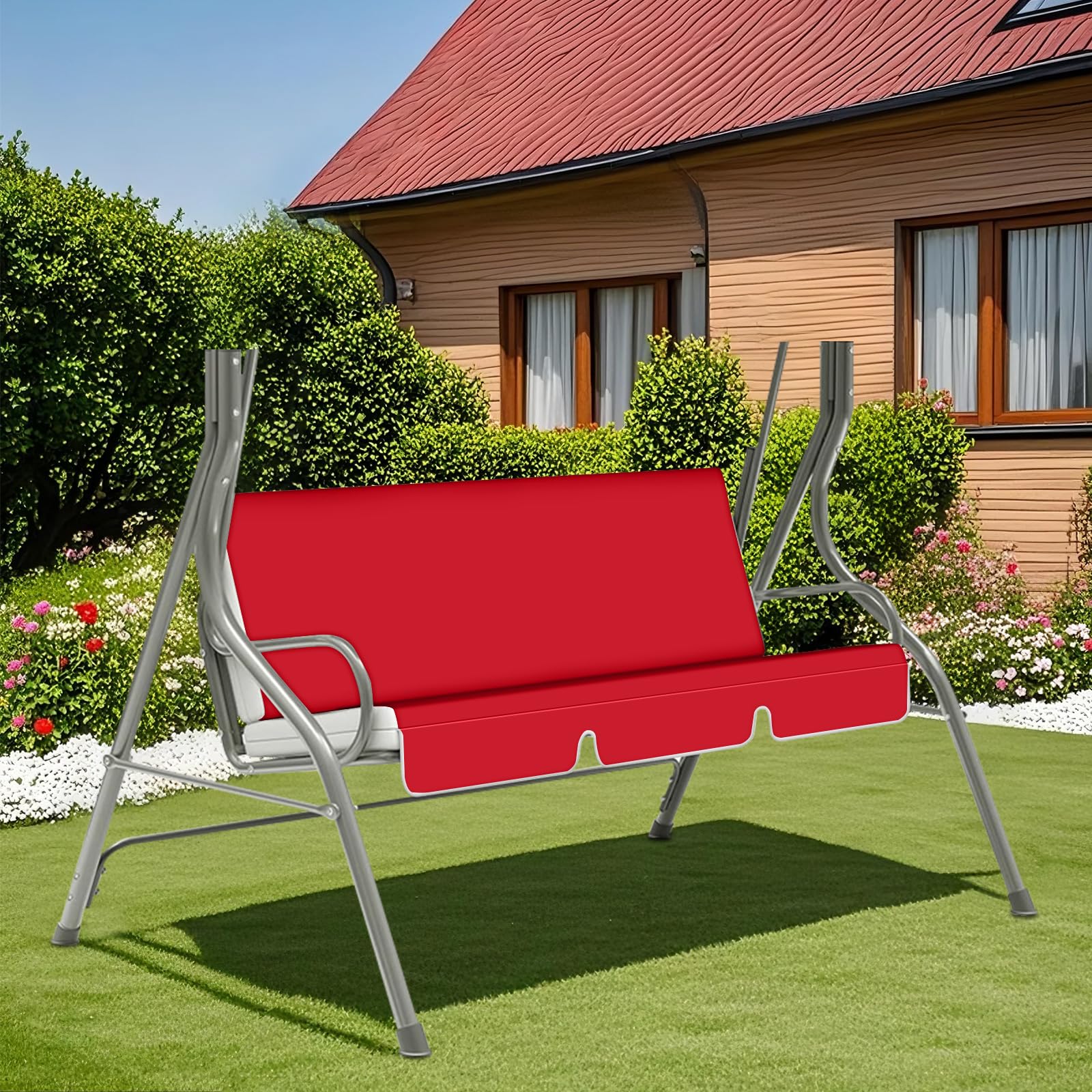 ZYBSLCSY Swing Chair Canopy Replacement and Garden Swing Seat Cover Fit for 2 3 Seater, Waterproof Hammock Canopy Top Cover Windproof Anti-Uv Heavy Duty Rip Proof (Red,G)