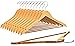 quality wooden hangers - slightly curved hanger set - solid wood coat hangers with stylish chrome hooks - heavy-duty clothes, jacket, shirt, pants, suit hangers (natural, 10)