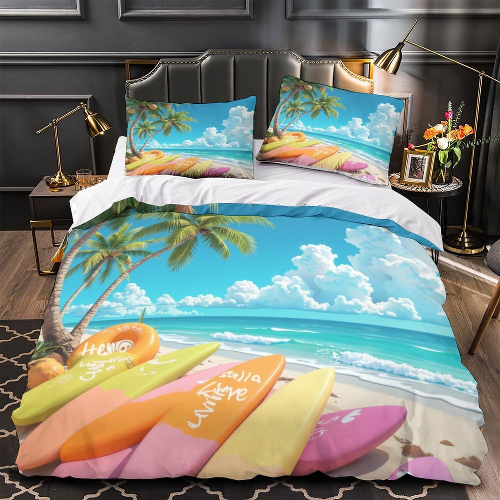 Parure douce effet 3D Plage Surfboards en microfibre supérieure