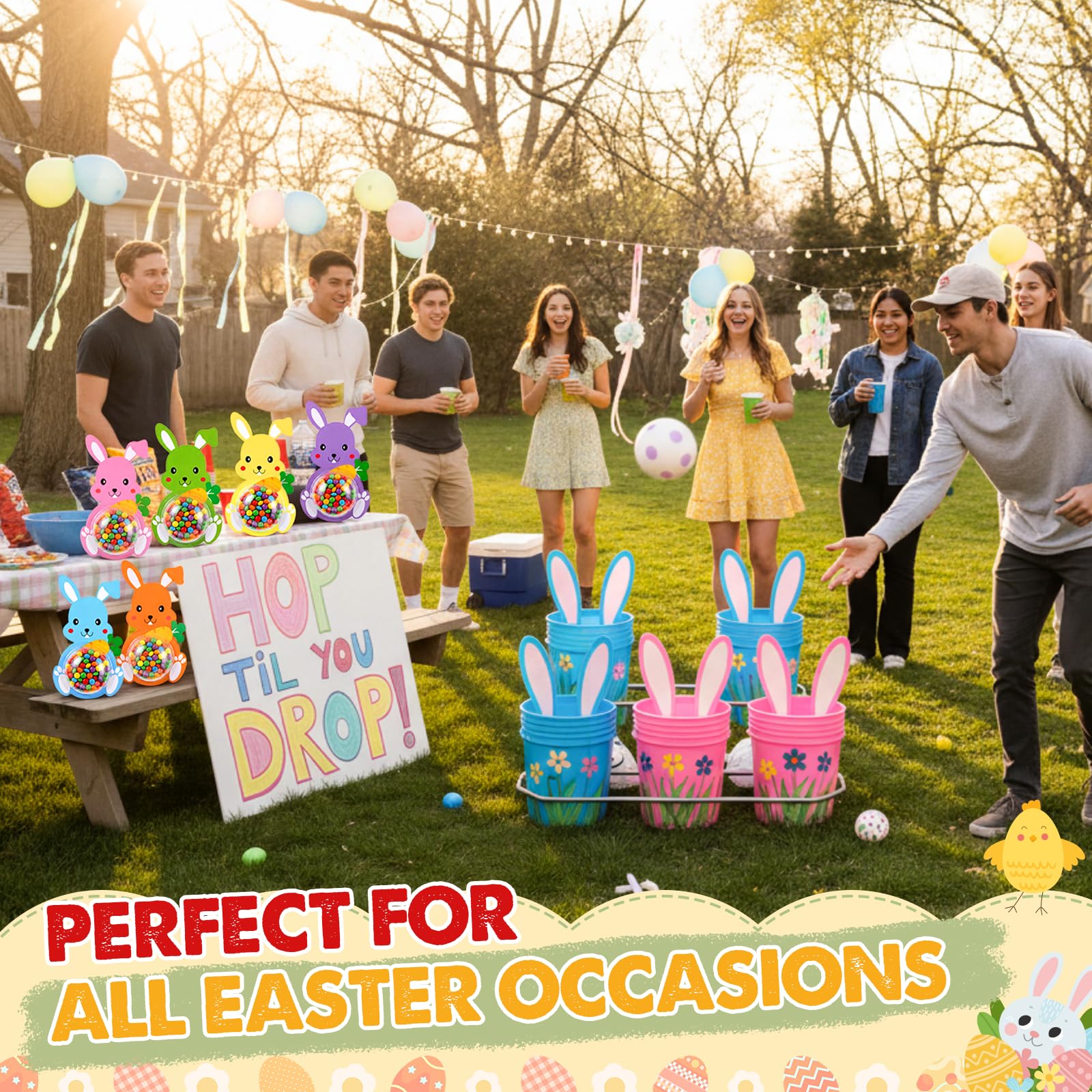 Gersoniel 24 Pack Easter Candy Cards Bulk Bunny Chocolate Card Holder DIY Rabbit Greeting Cards Gift with Plastic Domes for Spring Birthday Easter Party Favors Gifts, Not Included Candy