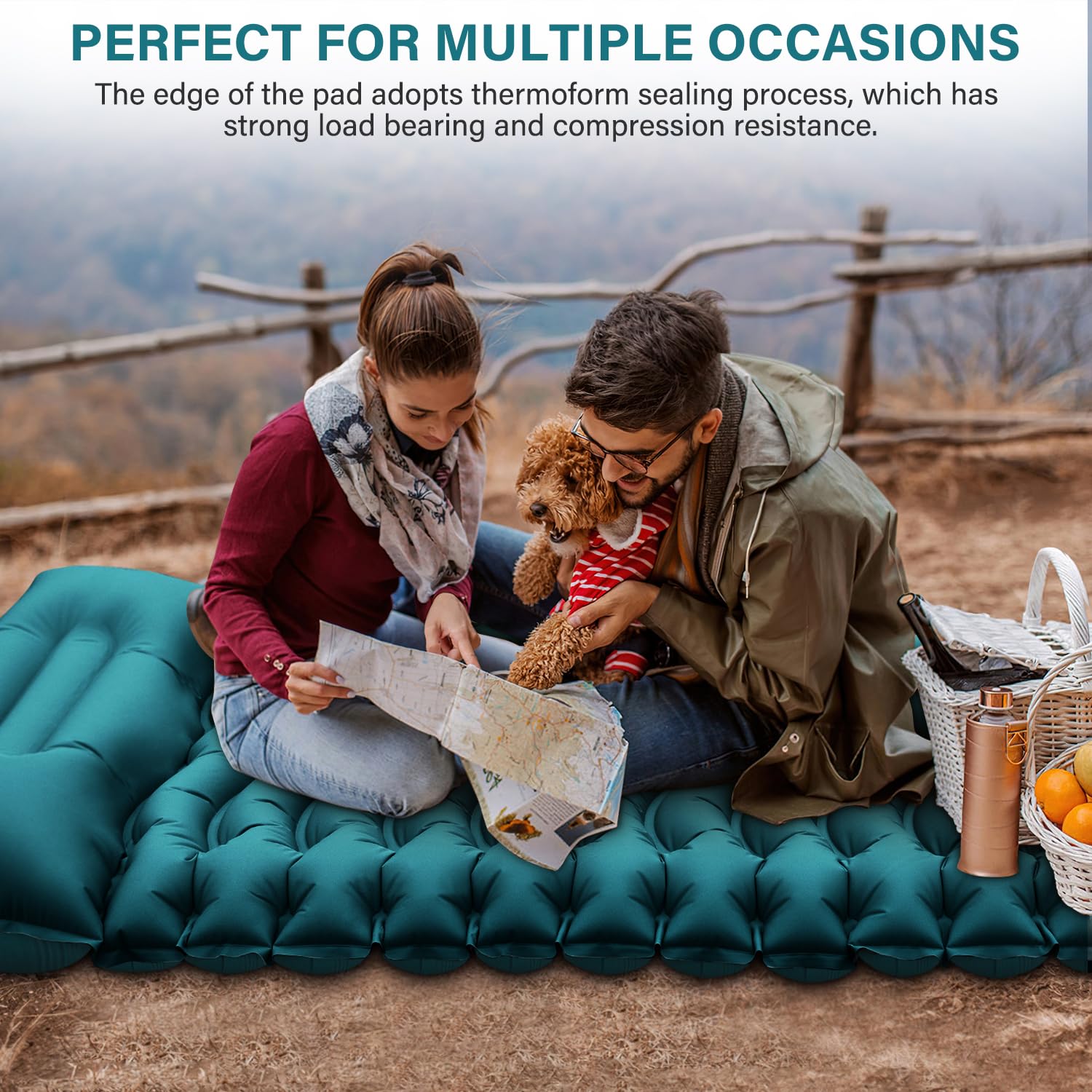 Yuzonc Double Camping Sleeping Pad, Inflatable Camping Pad Foot Press Ultralight 2 Person Camping Mat With Pillow For Camping Hiking Traveling Backpacking Tent-Orange, Full In | Whizz Self-Inflating Pads