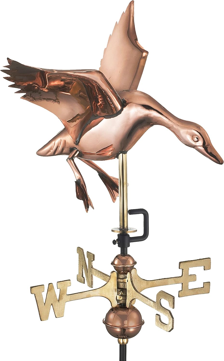 Good Directions 804PG Landing Duck Garden Weathervane, Polished Copper with Garden Pole
