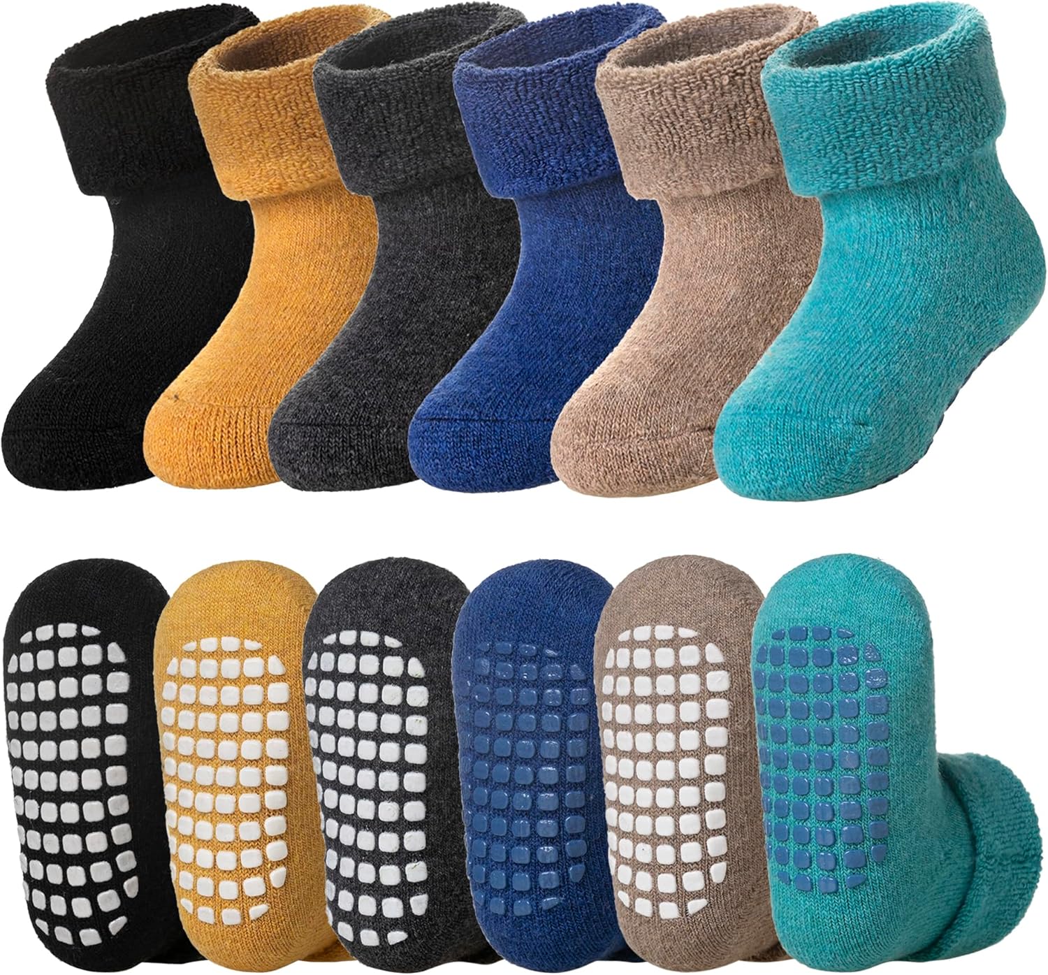 DoSmart Baby Toddler Non Slip Socks Infant Boys Girls Warm Thick Wool Ankle Crew Winter Socks with Grippers 6 Pairs DoSmart Baby Toddler Non Slip Socks Infant Boys Girls Warm Thick Wool Ankle Crew Winter Socks with Grippers 6 Pairs