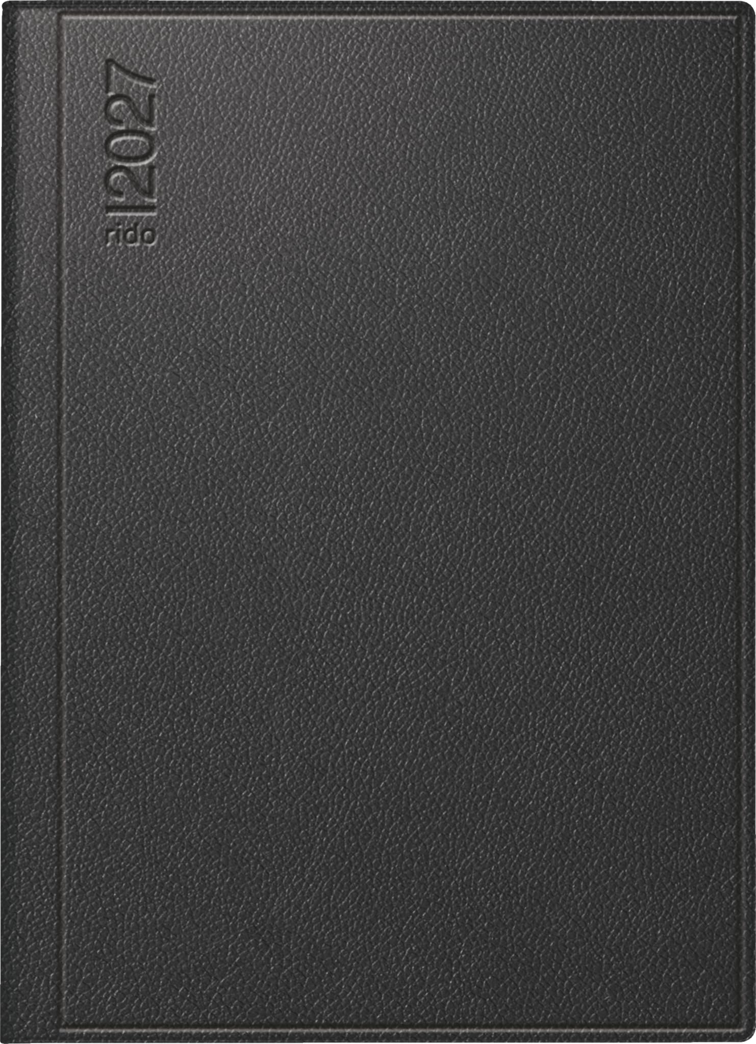 rido/idé Taschenkalender Mod. Technik III 2027 | A6, Leder, schwarz
