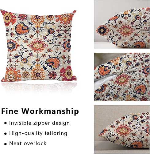 Miniatura 3 de Juego de 2 fundas de almohada de 18 x 18 pulgadas, diseño étnico bohemio con cremallera, decoración del hogar para sala de estar, dormitorio, cama,