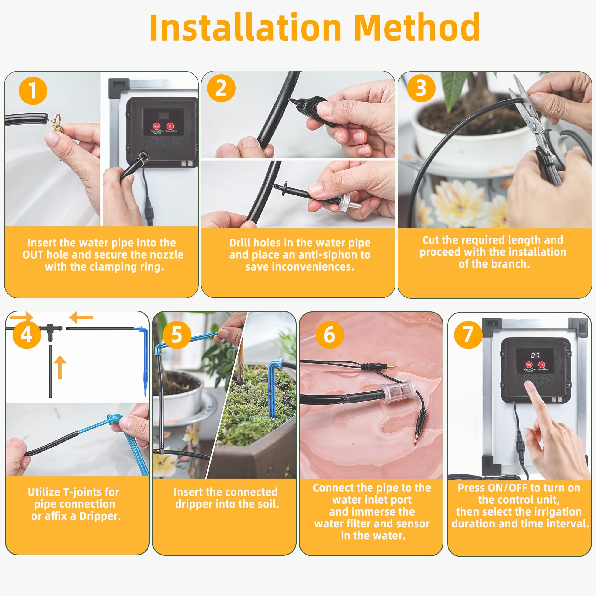 RISINGUP Irrigazione solare, sistema di irrigazione automatico delle piante, kit di irrigazione a goccia ad energia solare, dispositivi di irrigazione automatica con timer, sistema di irrigazione da