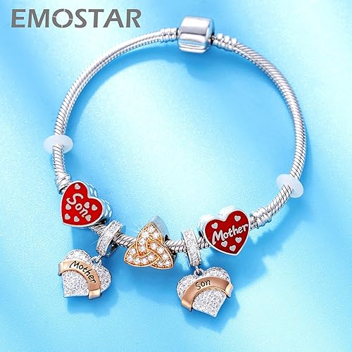 Miniatura 3 de Juego de dijes para madres que se adapta a collar de pulsera Pandora, dijes de letra M y brillantes dijes colgantes para madre e hijo, juego de