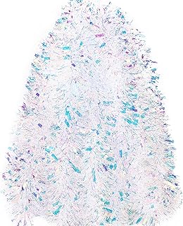 DIYDEC 26.2FT Christmas Tinsel Garland Shiny Iridescent White Garland Ch...