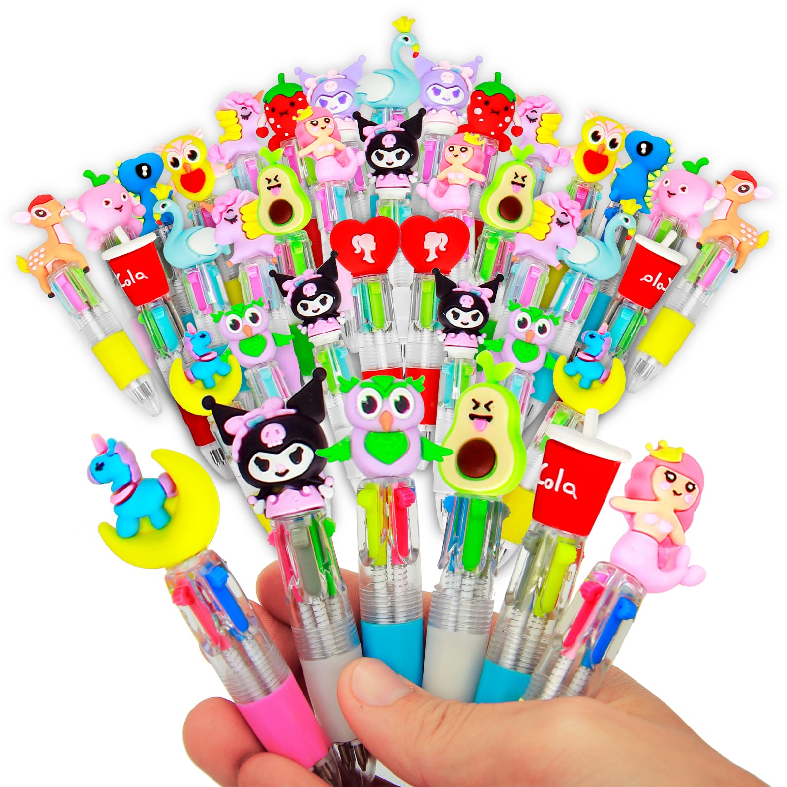 Leyun Lot De 30 Stylos Multicolores Et Stylos Multicolores 4 Couleurs Avec Adorables Animaux Kawaii – Parfaits Pour Pâques 2025, Anniversaires, Fêtes Et Cadeaux