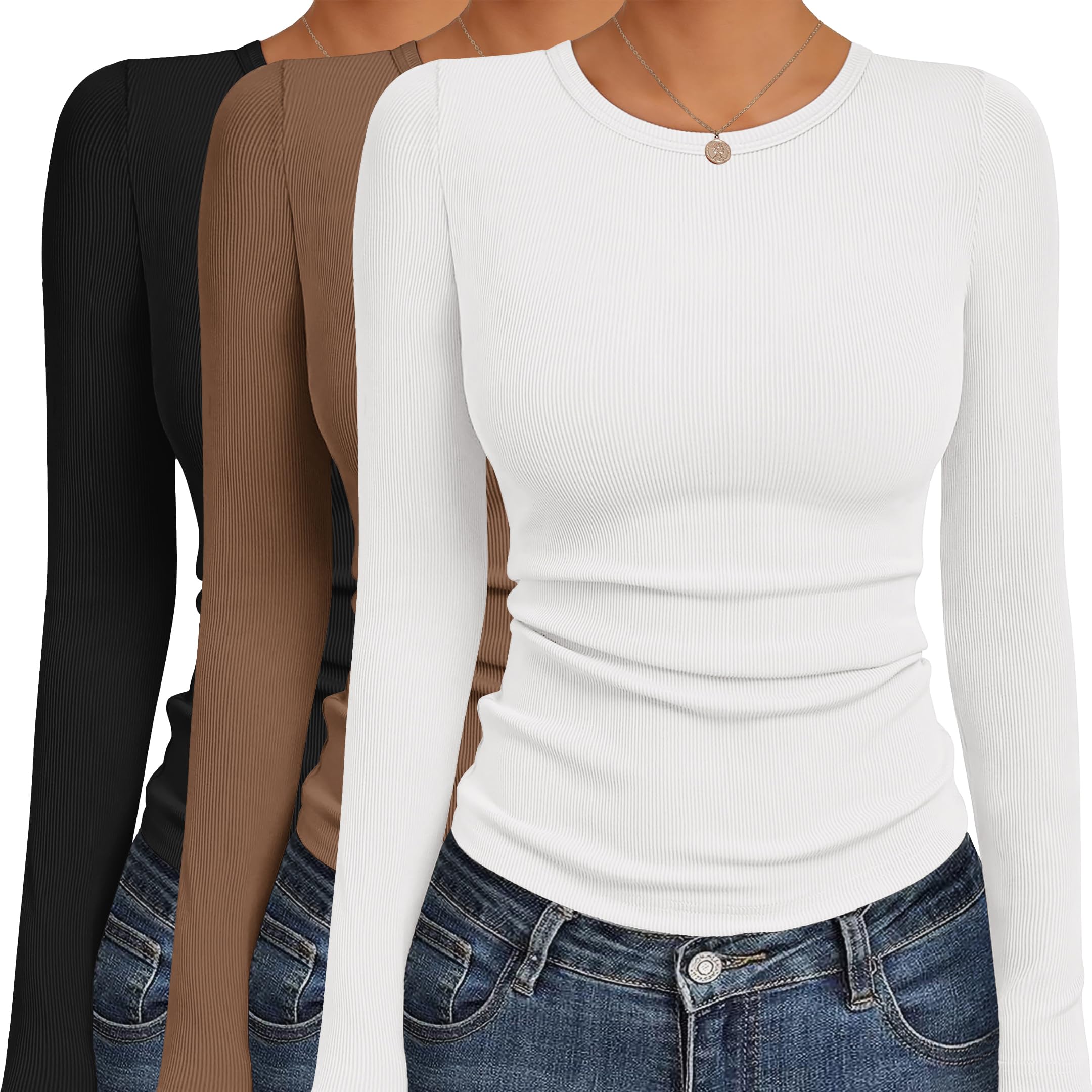 Ekouaer Womens Long Sleeve Shirts 3 Pack
