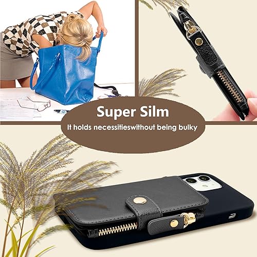 Miniatura 6 de M-Plateau Cartera pequeña para mujer, de gran capacidad, con ventana de identificación, cartera para teléfono con tarjetero adhesivo 3M para funda