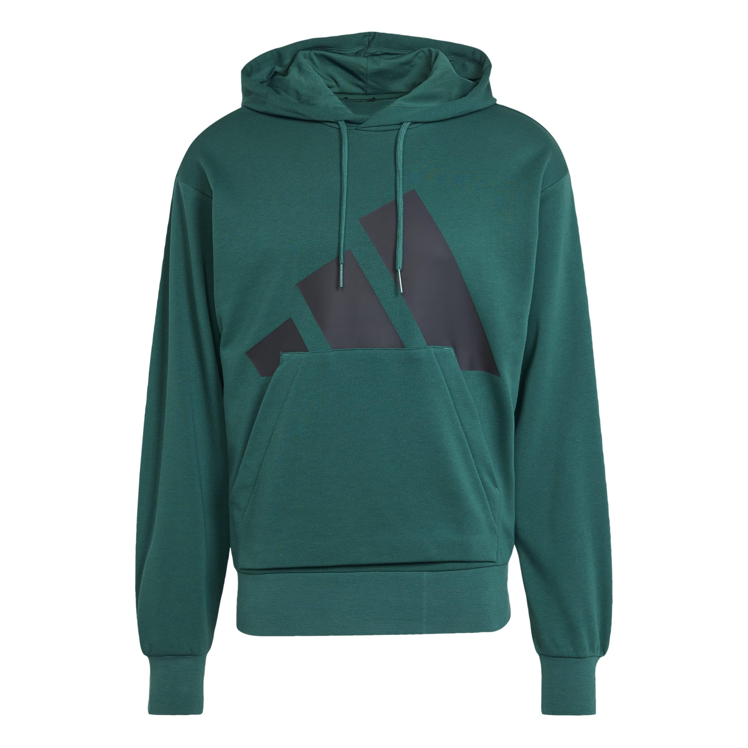 adidas Men's Essentials Big Logo French Terry Hoodie Sweatshirt, collegiate green/black, S