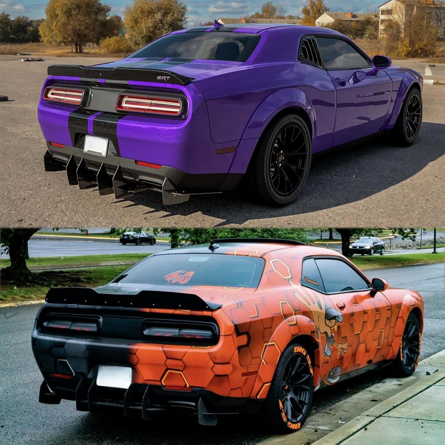 Rear Diffuser for Dodge Challenger 2008-2023 Shark Fin Style Splitter Diffuser Spoiler