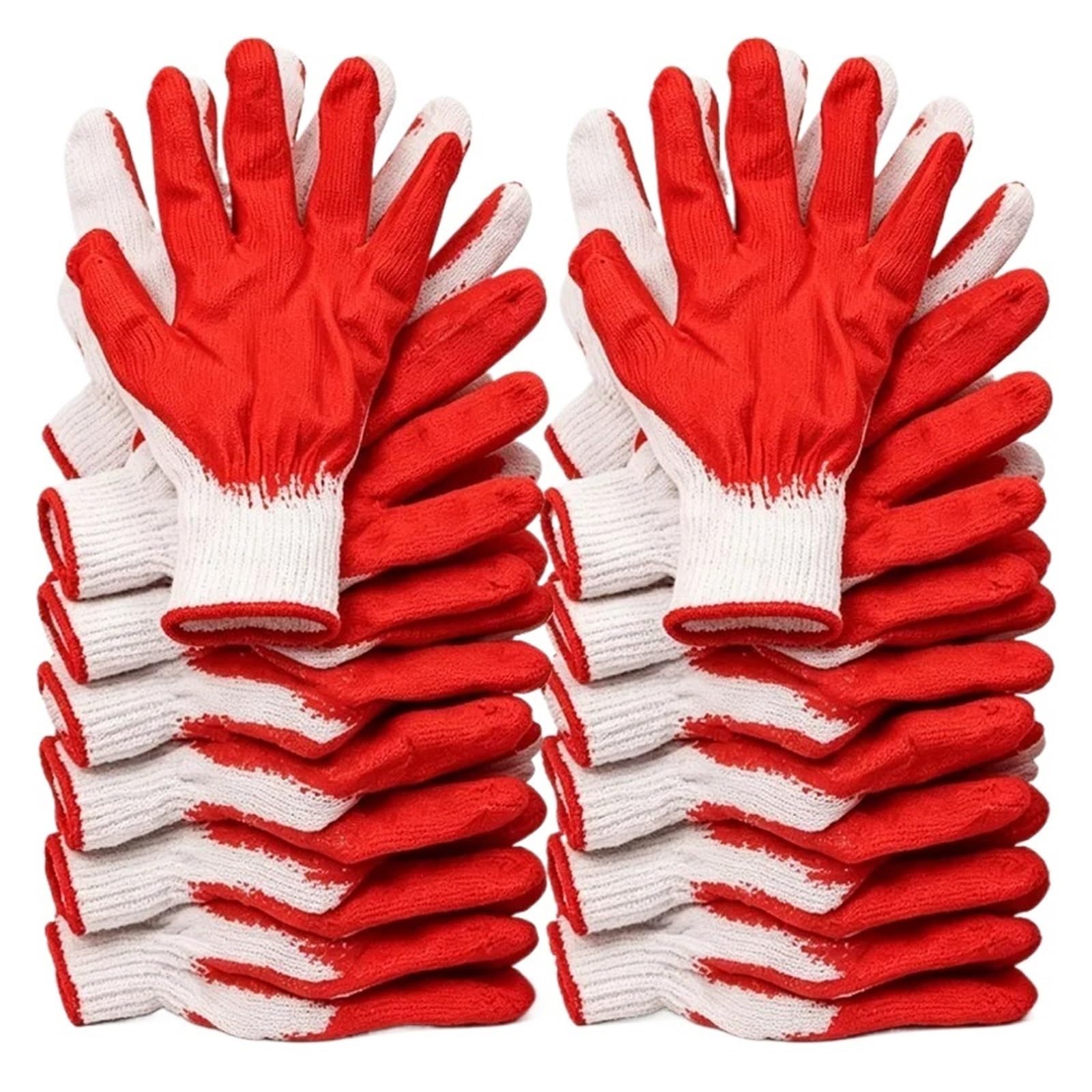 Générique 1 Paire de Gants trempés, Caoutchouc Rouge, Doublure Coton, 22 cm
