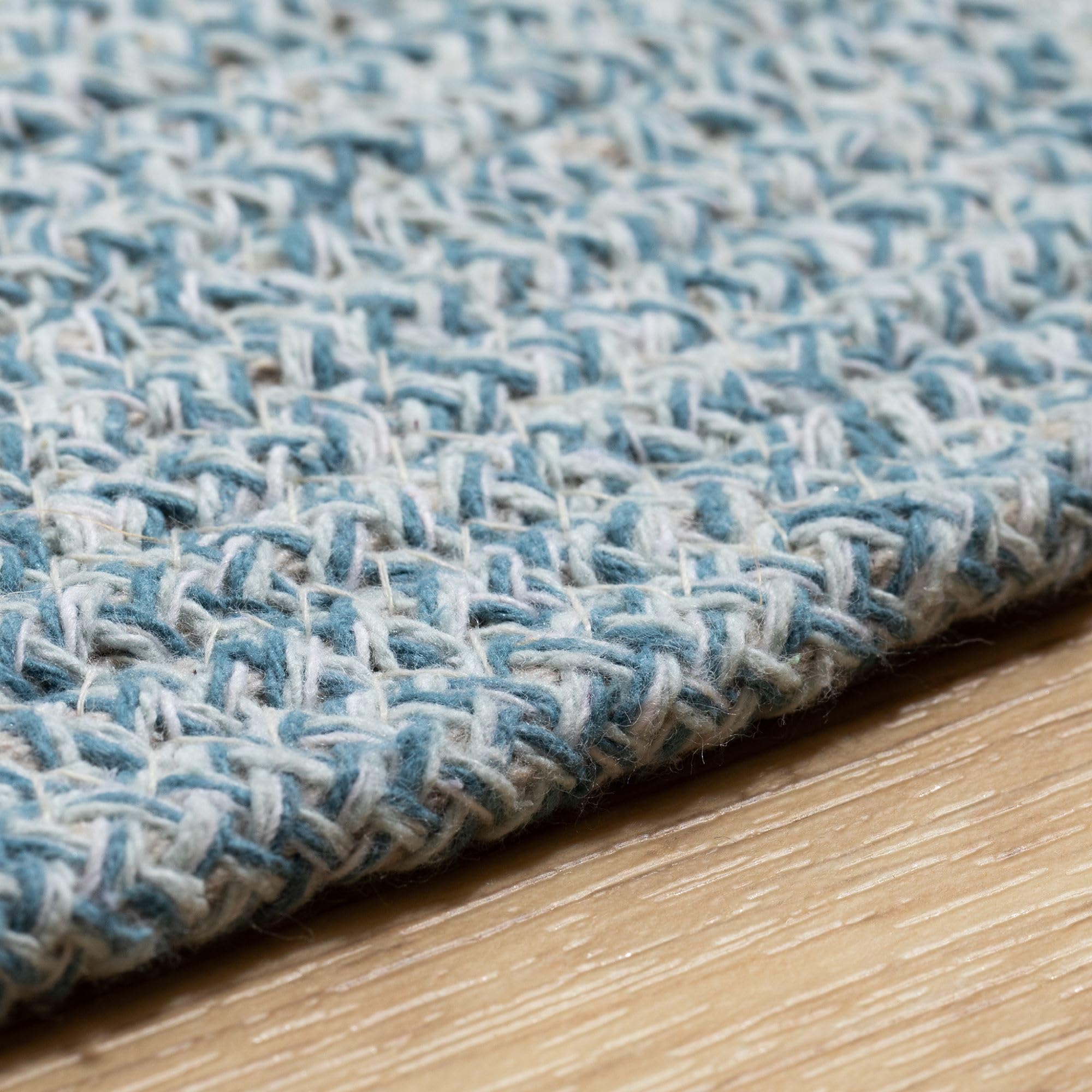 Steffensmeier Handweb Teppich Bali | 100% Baumwolle, Hellblau meliert, handgefertigt, Größe: Ø 120 cm | Flur, Eingangsbereich, Wohnzimmer