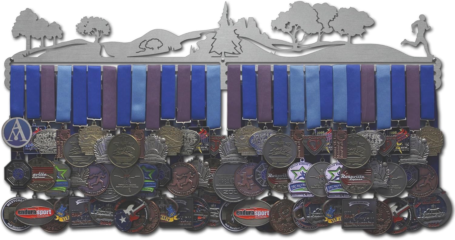 Allied Medal Hangers - Trailscape - Male or Female Runner - Multiple Variations Offered - Sports Awards Holder Display Hanger Rack