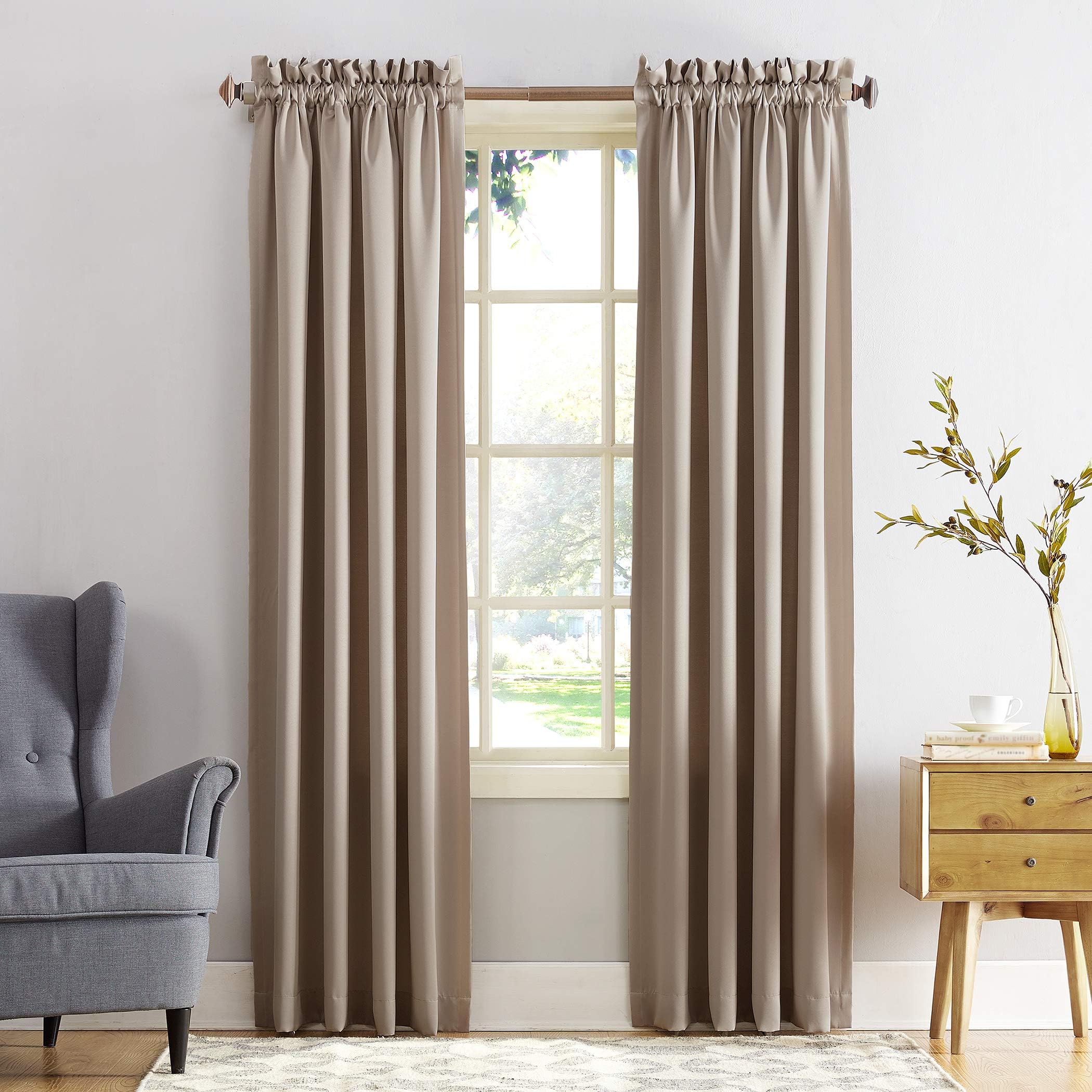 Sun ZeroBarrow Energy Efficient Rod Pocket Curtain Panel Pair