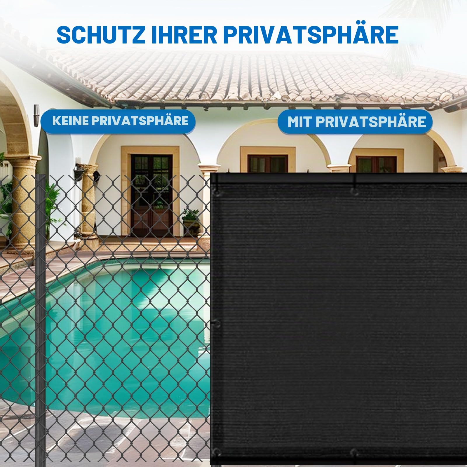 2 x 10m Garten Schattierungsnetz Schattiernetz, Schattennetz mit Ösen 95% UV-Beständiges, für Garten Pflanze Gewächshaus Scheune Außen Hof Dach Kühlung