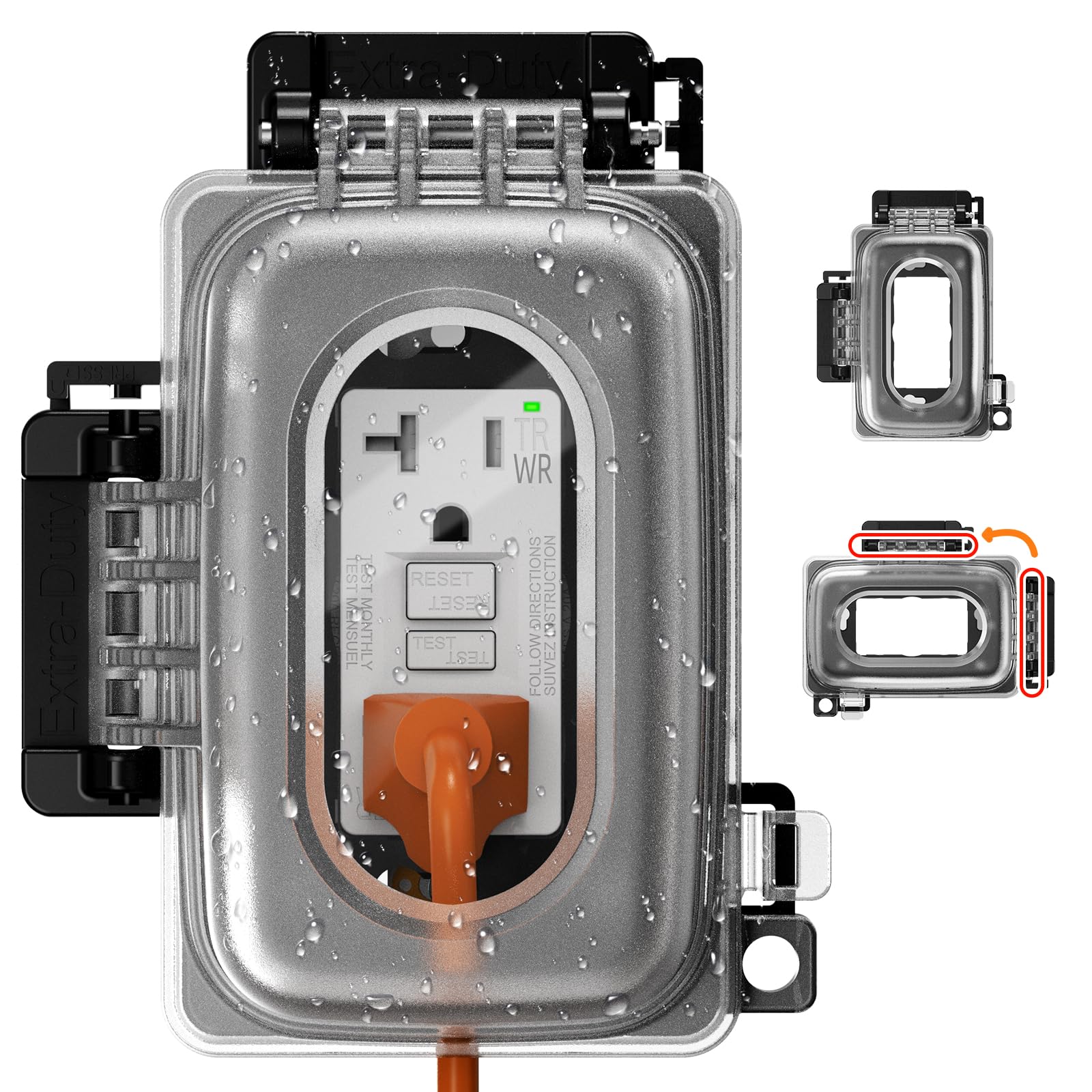 Weatherproof Outdoor Outlet In-Use Cover, Horizontal/Vertical Mount, Heavy-Duty Clear Cover for GFCI/Decorator Receptacles, Standard 1-Gang, UL/CUL Certified, 1 Pack