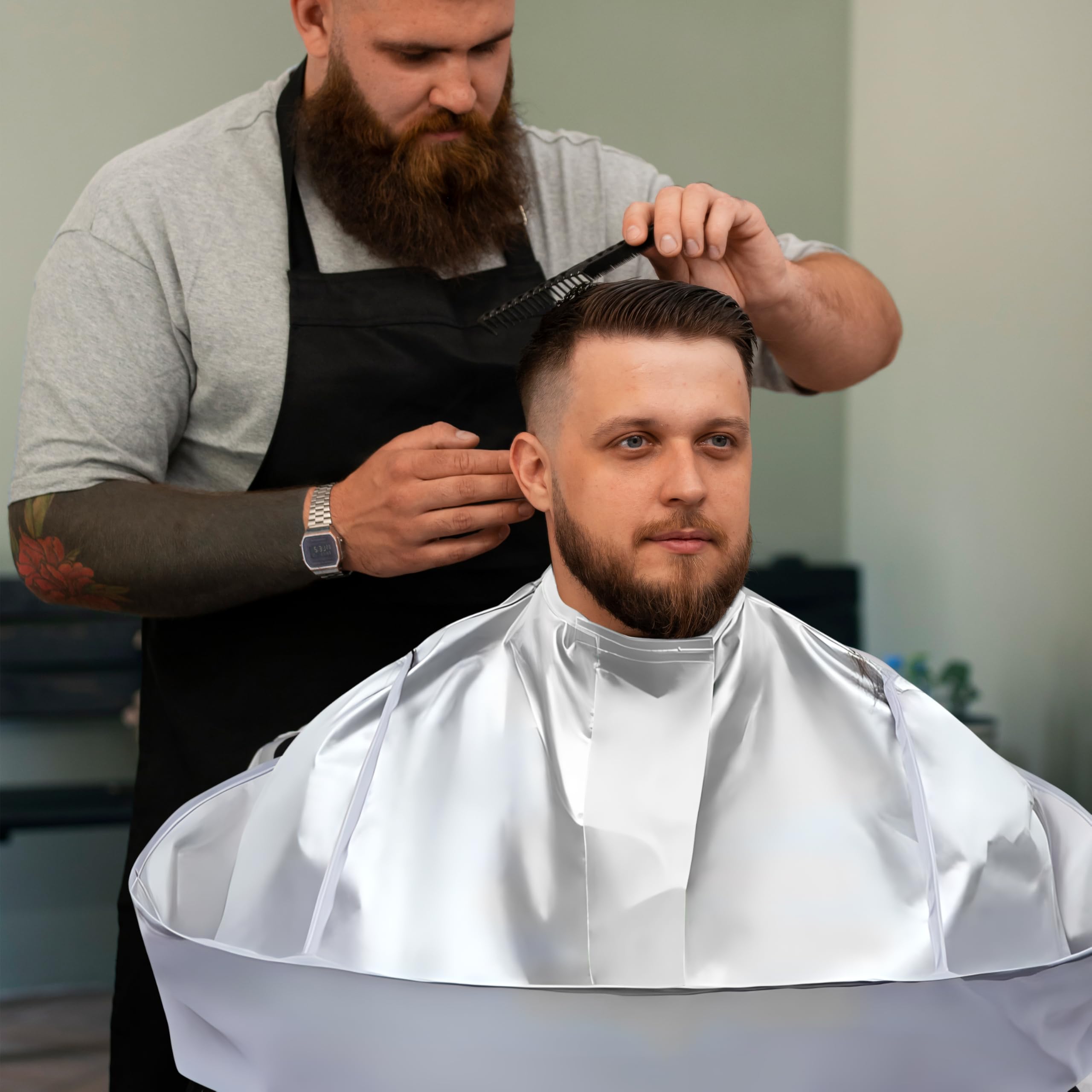 Capa de corte de pelo, capa de peluquería profesional, capa plegable para corte de pelo, paraguas de peluquería, kit de delantal para hombres y mujeres adultos