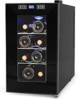 BLACK+DECKER Geladeira de vinho com 8 garrafas, termoelétrica, geladeira de vinho pequena com porta de vidro transparente de painel triplo, mini geladeira de vinho, BD60026