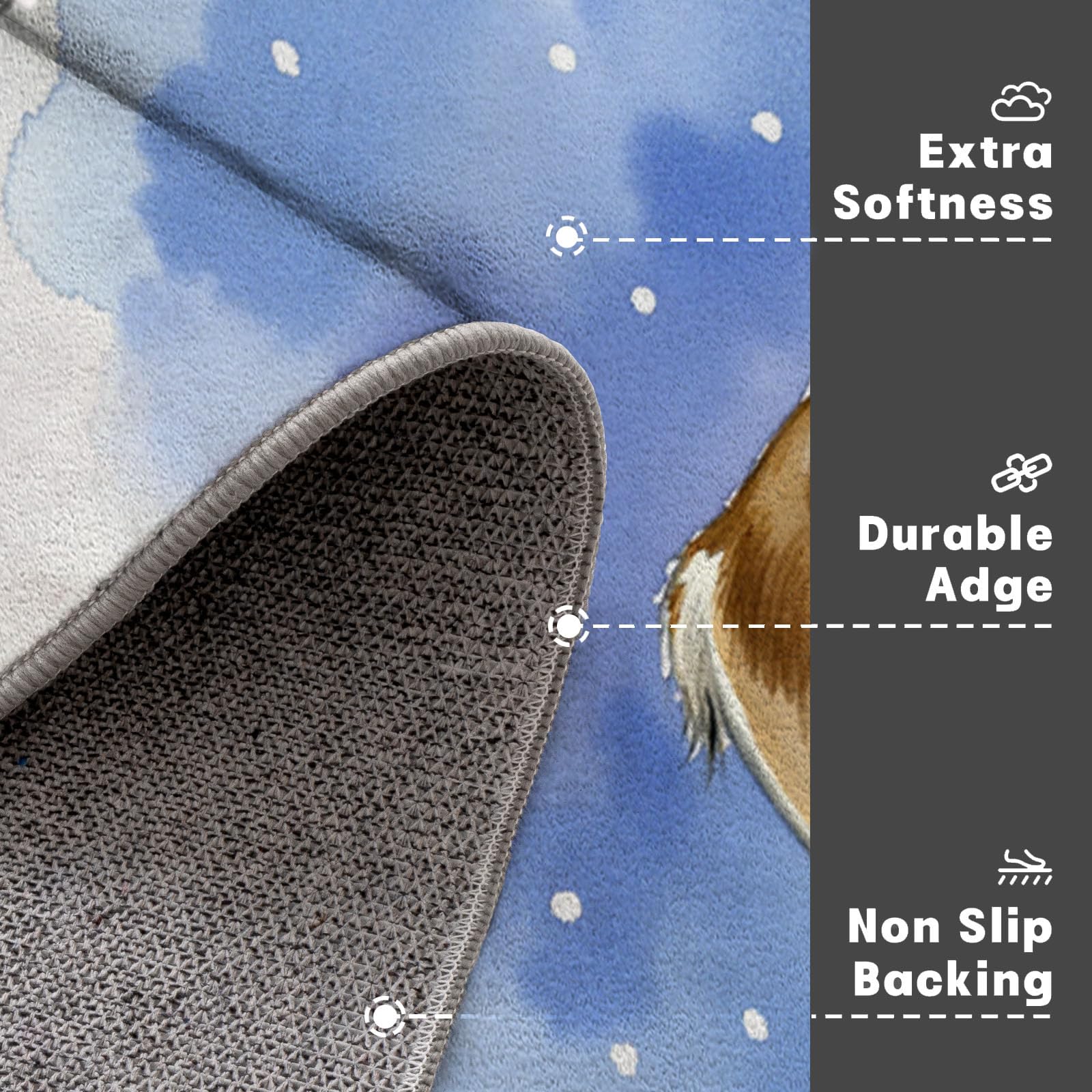 Felpudo Entrada Casa, 90X150Cm Alfombra Entrada Antideslizante Animales De Acuarela Invernales, Alfombrilla Fino Renos Naturales Absorbentes Lavable para Entrada, Pasillo, Cocina, Azul Claro
