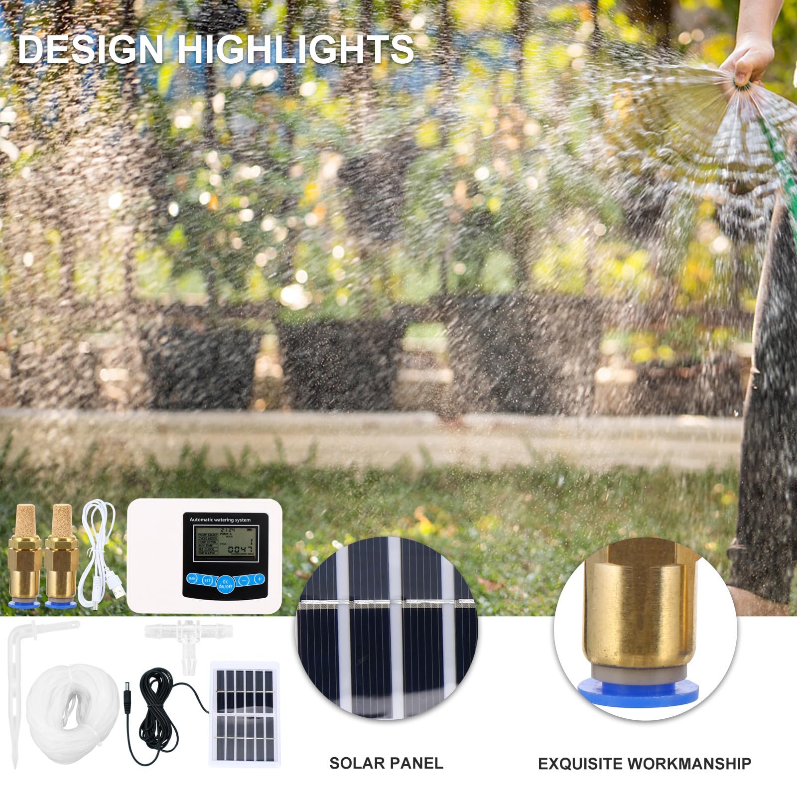 Yardenfun Temporizador de Riego Digital Doble Bomba para Jardín y Uso Doméstico, Instalación Sencilla y Carga Dual, Controlador Automático de Agua Accesorios Completos