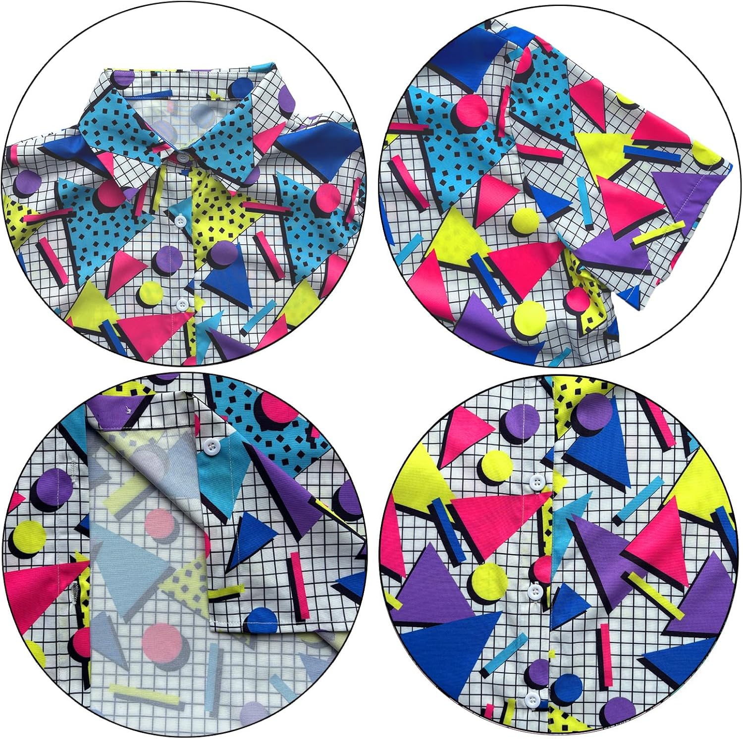 80s 90s Outfits for Women Hawaiian Retro Party Disco Neon Outfits Neon Short Sleeve Button Down Blouse Tops - Image 6