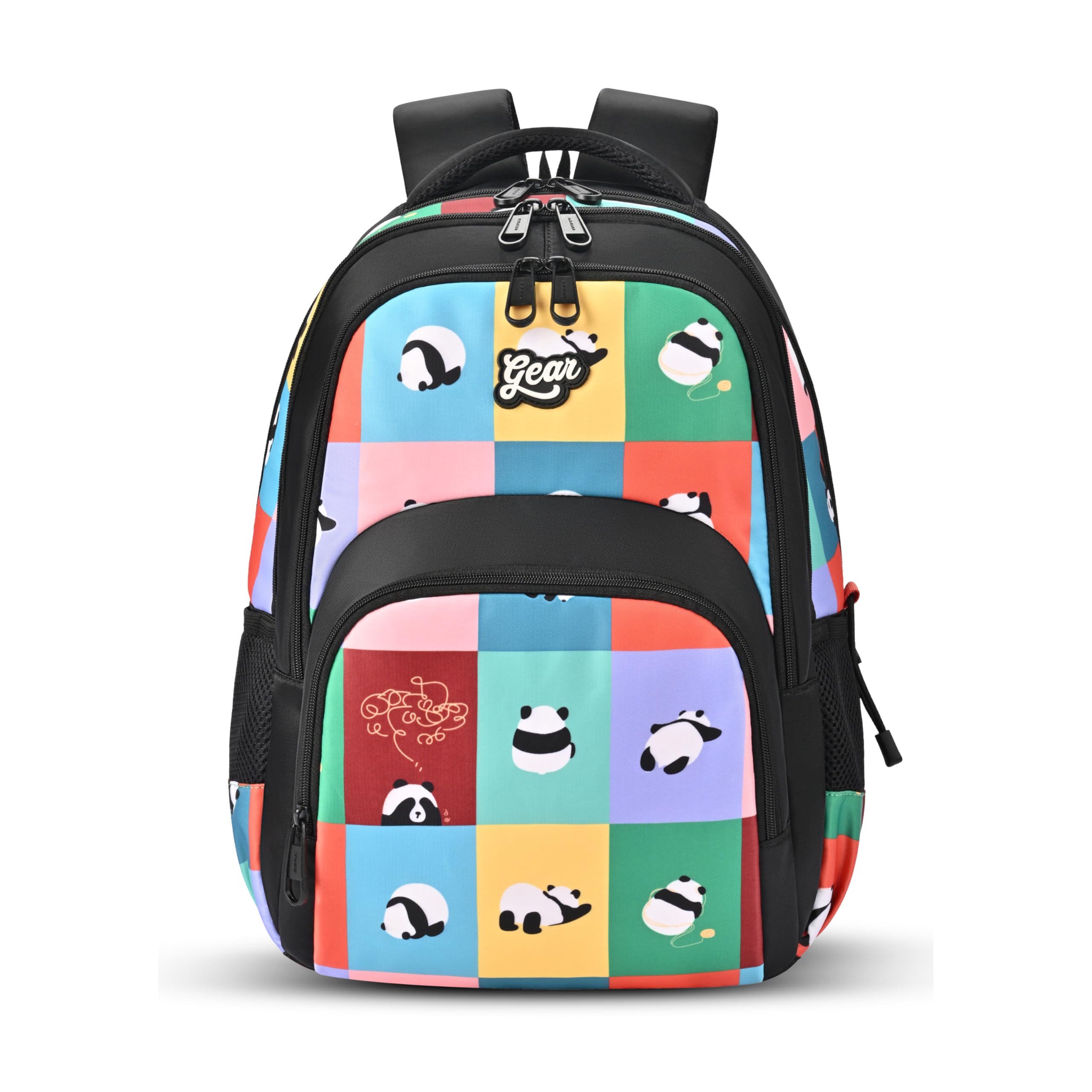 gear Puffy Backpack 17"/27L Medium Water Resistant School Bag/Casual Backpack/Daypack/Kids Bag for Boys/Girls (Black-Orange)-picture-33