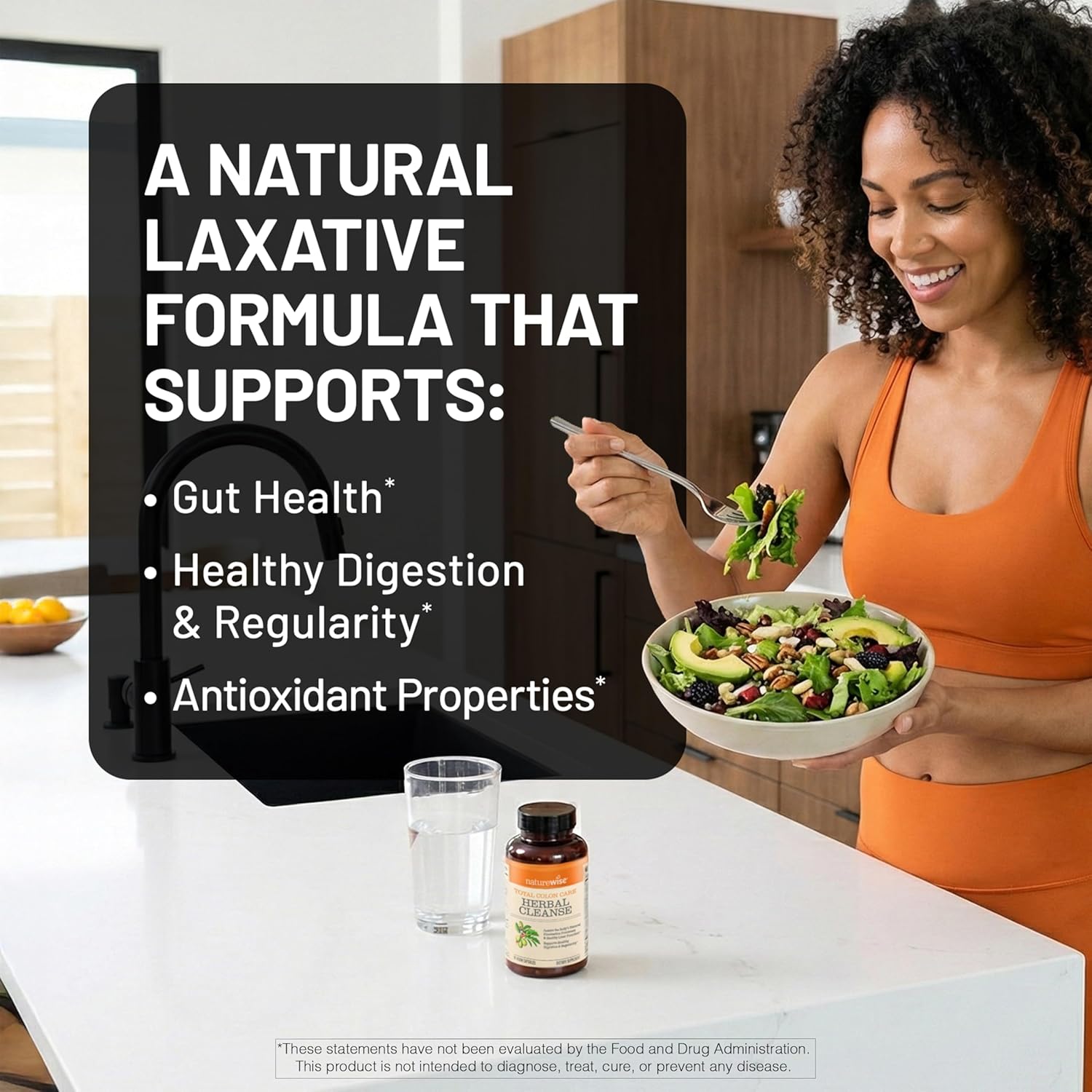 Naturewise Total Colon Care Herbal Cleanse - With Prebiotics, Botanicals, & Antioxidants - for Regular Bowel Movement, Digestion, Gut Health - Vegan, Gluten-Free, Non-GMO - 60 Capsules[2-Month Supply] - Image 2