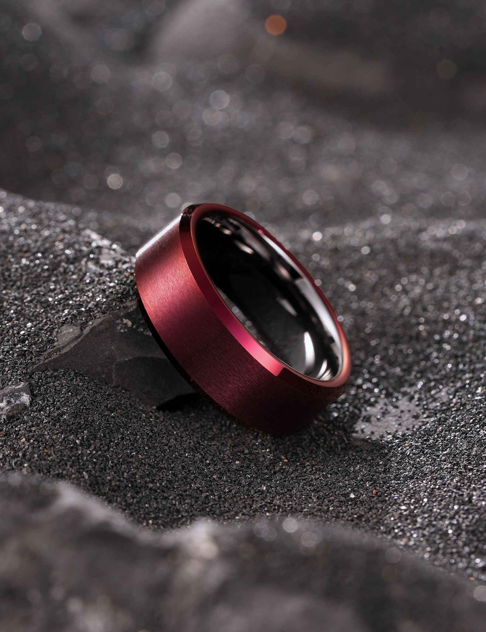 King Will Anillo de boda de carburo de tungsteno de 6 mm, 7 mm, 8 mm, ajuste cómodo, bordes biselados, bordes escalonados, T 1/2(62.08mm), Carburo de tungsteno, Sin piedra preciosa