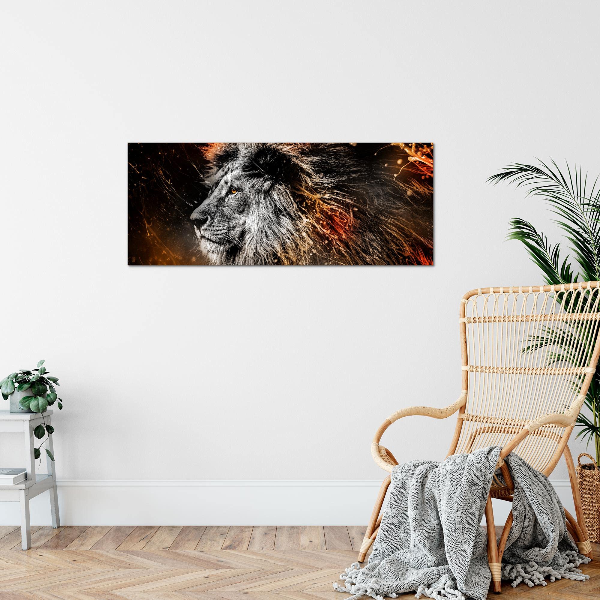 Runa Art Quadro Murale 5 Pezzi – Graffiti Leoni Su Mattoni Colorati – Tela Non Tessuta 110g/m², Made In Germany – Camera Da Letto, Corridoio - 4