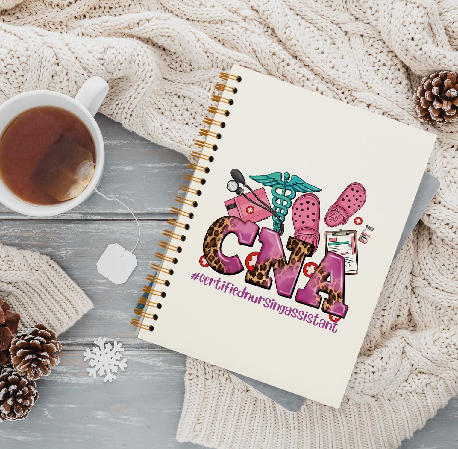 QUICQOD CNA Gifts Notebook, Medical Journal, Medical Assistant Accessories Gifts for Women,Nursing Student Graduation Gifts,Retirement Gift,Hardcover Spiral Notebook 5.5x8.3