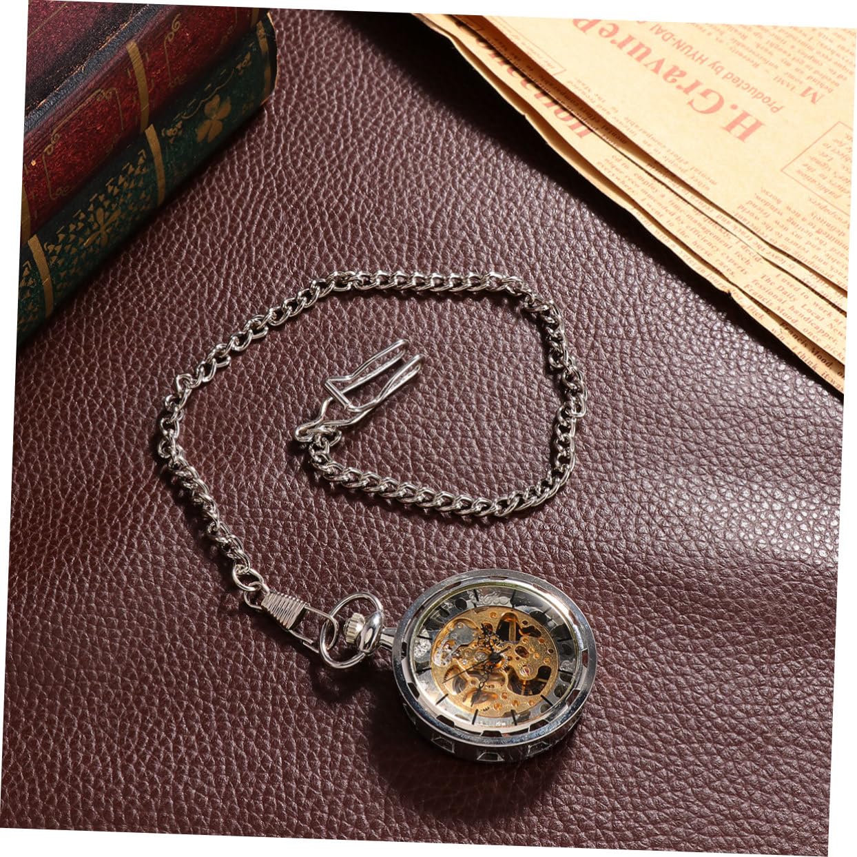 Reloj de Bolsillo Vintage Mecánico Diseño Hueco de Aleación y Mecanismo Manual, Adecuado para Usar como Collar en Ocasiones Obsequios