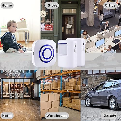 Miniatura 7 de Alarma con sensor de movimiento, alarma inalámbrica de entrada de largo alcance, sistema de seguridad para el hogar interior, timbres eléctricos, 4
