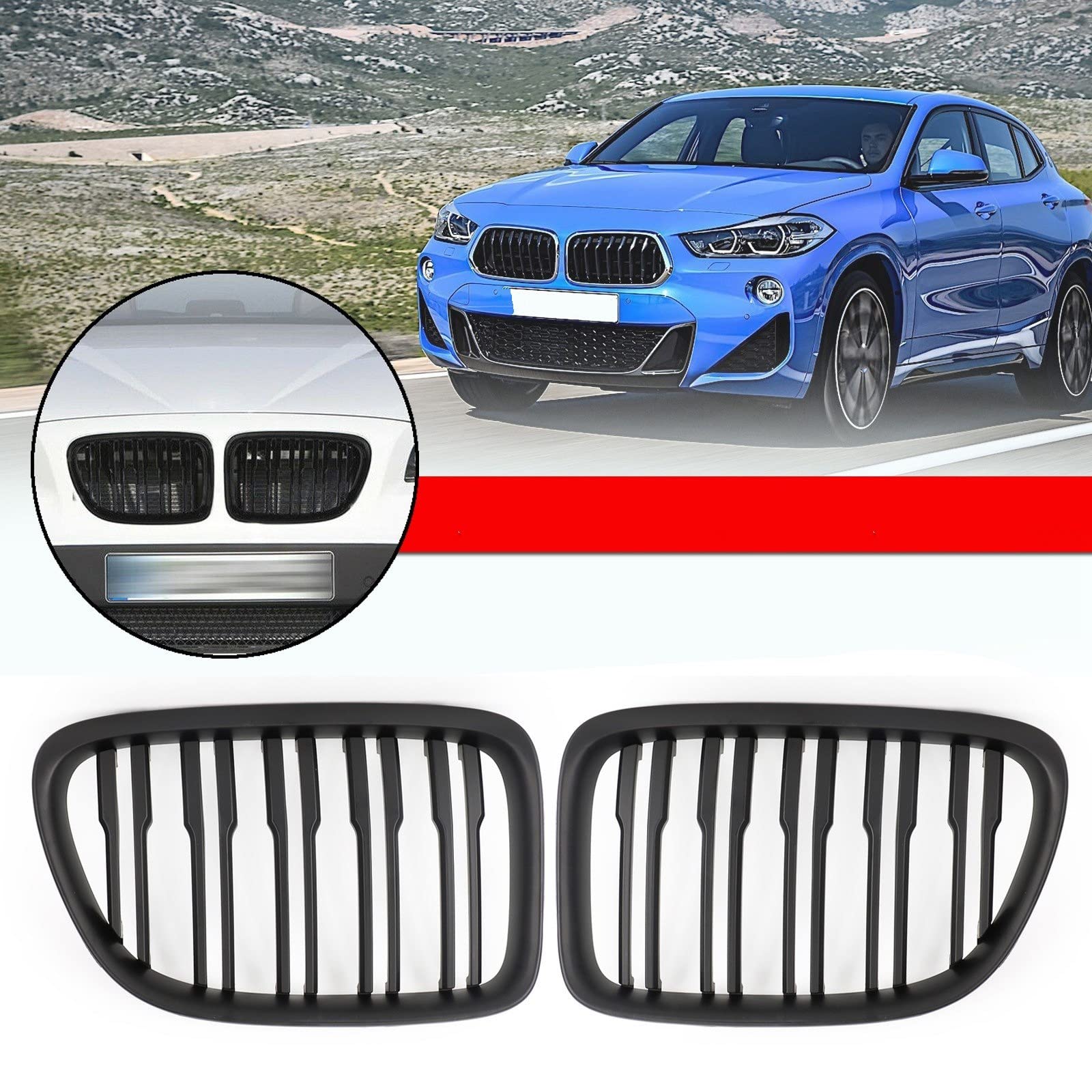 POUR BMW X3 F25 10-14 Neuf Avant Pare-Choc Centre Supérieur Grille Calandre Noir EUR 39,61