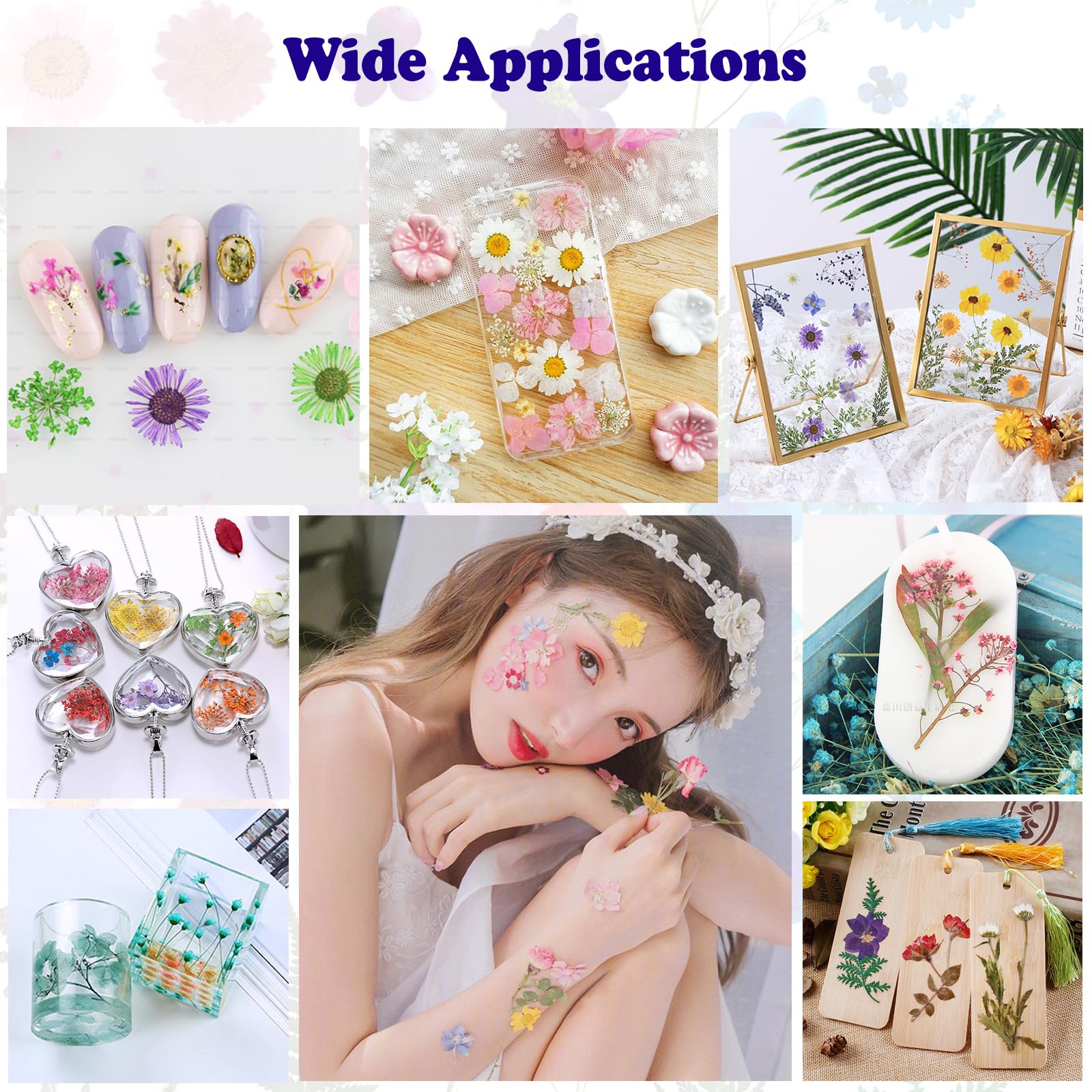 99 Stück gepresste getrocknete Blumen und Schmetterlinge für Harzformen, sortierte echte natürliche Blumen Blätter Aufkleber für DIY Kunst Nagel Handwerk, Schmuck, Kerzen, Seife Handwerk